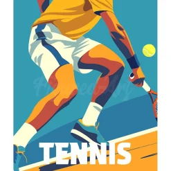 Peinture au numéro : Affiche sportive Tennis - sans châssis en bois - Figured'Art