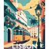 Peinture au numéro : Affiche Vintage Lisbonne - sans châssis en bois - Figured'Art