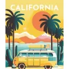 Peinture au numéro : Affiche Vintage Californie - toile tendue sur châssis - Figured'Art
