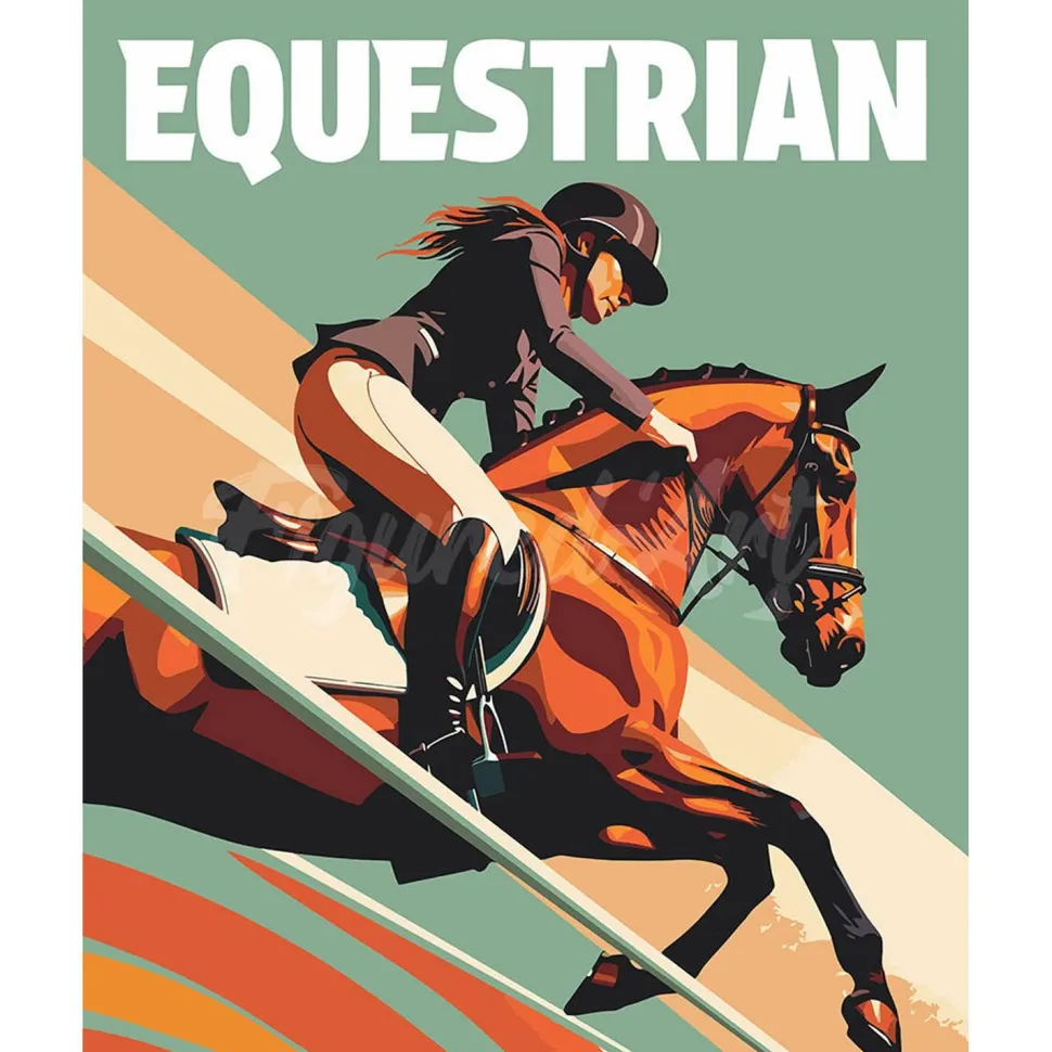 Peinture au numéro : Affiche sportive Equitation - sans châssis en bois - Figured'Art