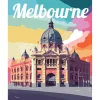Peinture au numéro : Affiche de voyage Melbourne - sans châssis en bois - Figured'Art