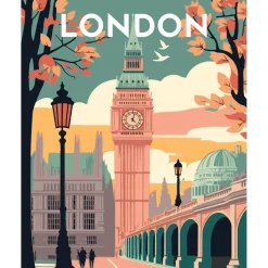 Peinture au numéro : Affiche Vintage Londres 2 - toile tendue sur châssis - Figured'Art