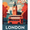 Peinture au numéro : Affiche Vintage Londres - sans châssis en bois - Figured'Art