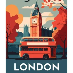 Peinture au numéro : Affiche Vintage Londres - sans châssis en bois - Figured'Art