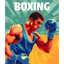 Peinture au numéro : Affiche sportive Boxe - toile tendue sur châssis - Figured'Art