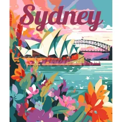Peinture au numéro : Affiche de voyage Sydney - sans châssis en bois - Figured'Art