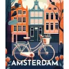 Peinture au numéro : Affiche Vintage Amsterdam - toile tendue sur châssis - Figured'Art