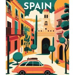 Peinture au numéro : Affiche Vintage Séville - toile tendue sur châssis - Figured'Art