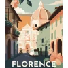 Peinture au numéro : Affiche Vintage Florence - toile tendue sur châssis - Figured'Art