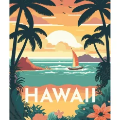 Peinture au numéro : Affiche Vintage Hawaii - sans châssis en bois - Figured'Art