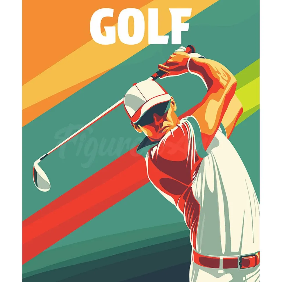 Peinture au numéro : Affiche sportive Golf - sans châssis en bois - Figured'Art
