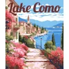 Peinture au numéro : Affiche de voyage lac de Côme en fleurs - sans châssis en bois - Figured'Art