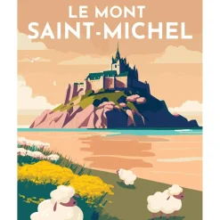 Peinture au numéro : Affiche Vintage Mont Saint-Michel - toile tendue sur châssis - Figured'Art