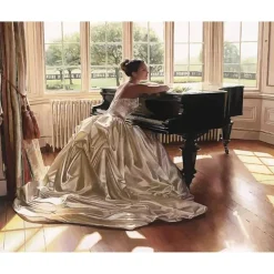 Peinture au numéro : Ambition d'une jeune pianiste - sans châssis en bois - Figured'Art