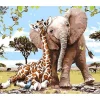 Peinture au numéro : Amis Eléphant & Girafe - toile tendue sur châssis - Figured'Art