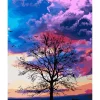 Peinture au numéro : Arbre et couleurs du ciel - sans châssis en bois - Figured'Art
