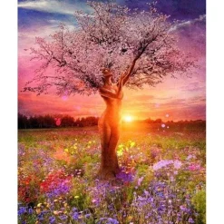 Peinture au numéro : Arbre corps de femme - toile tendue sur châssis - Figured'Art