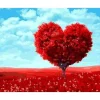 Peinture au numéro : Arbre rouge Coeur - sans châssis en bois - Figured'Art