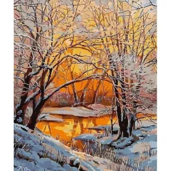 Peinture au numéro : Arbres en Hiver - sans châssis en bois - Figured'Art