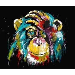 Peinture au numéro : Babouin Pop Art - sans châssis en bois - Figured'Art