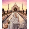 Peinture au numéro : Balade Romantique Taj Mahal - sans châssis en bois - Figured'Art