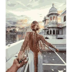 Peinture au numéro : Balade Romantique - sans châssis en bois - Figured'Art