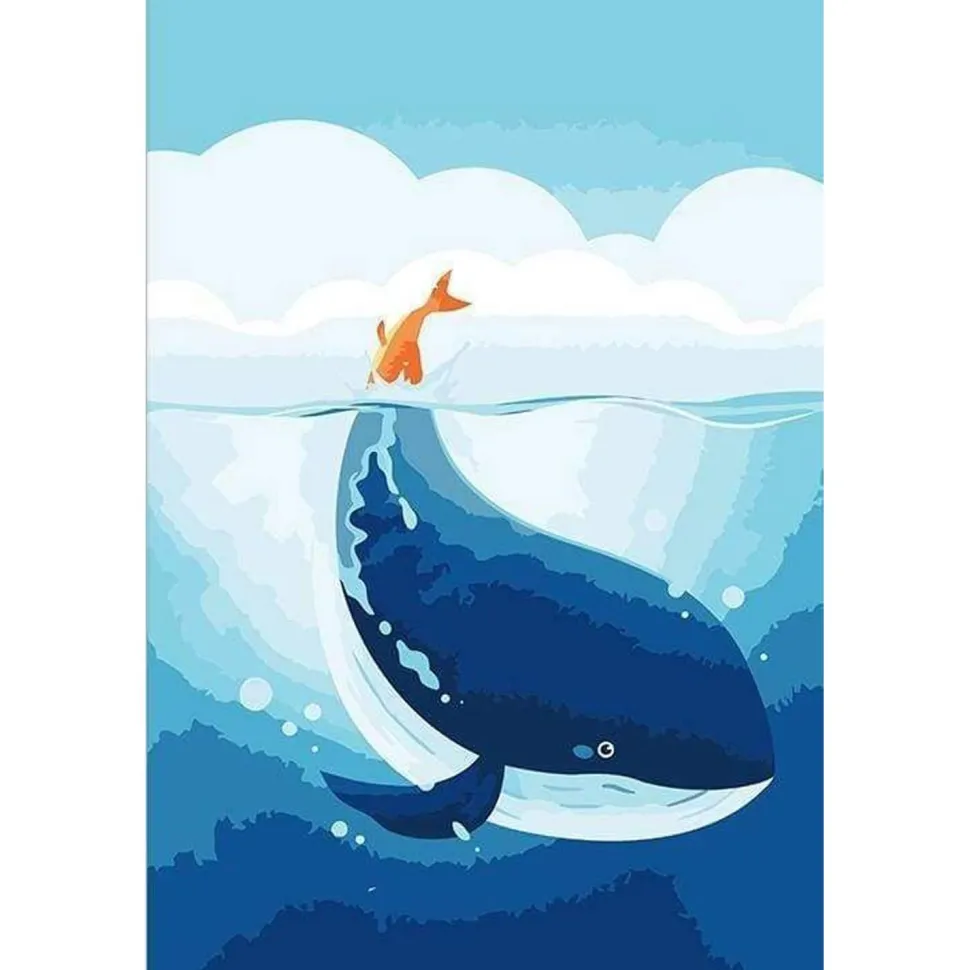 Peinture au numéro : Baleine bleue - sans châssis en bois - Figured'Art