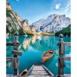 Peinture au numéro : Barque et lac de montagne - toile tendue sur châssis - Figured'Art