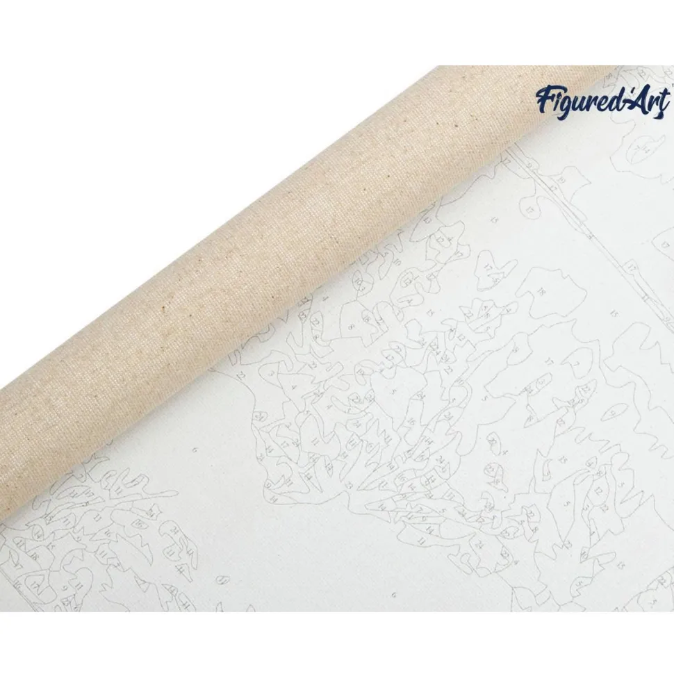 Peinture au numéro : Barque sur un Lac de Montagne - sans châssis en bois - Figured'Art