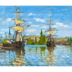 Peinture au numéro : Bateaux Navigant sur la Seine à Rouen - Monet - sans châssis en bois - Figured'Art