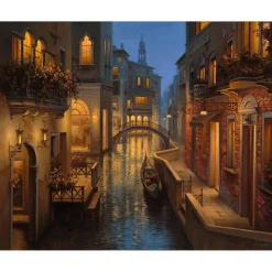 Peinture au numéro : Canaux flamboyants - sans châssis en bois - Figured'Art