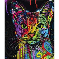 Peinture au numéro : Chat Fractal Moderne - sans châssis en bois - Figured'Art