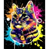 Peinture au numéro : Chat Splash Pop Art - sans châssis en bois - Figured'Art