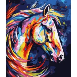Peinture au numéro : Cheval Coloré Abstrait - sans châssis en bois - Figured'Art