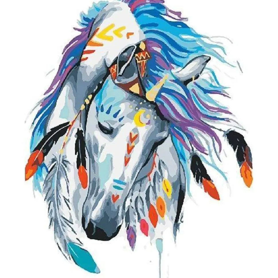 Peinture au numéro : Cheval de Fête - sans châssis en bois - Figured'Art