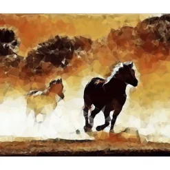 Peinture au numéro : Chevaux en action - sans châssis en bois - Figured'Art