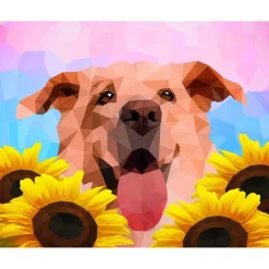 Peinture au numéro : Chien Polygon Art - sans châssis en bois - Figured'Art
