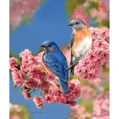 Peinture au numéro : Couple d'oiseaux bleus - sans châssis en bois - Figured'Art