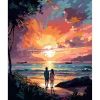 Peinture au numéro : Couple et coucher de soleil coloré - toile tendue sur châssis - Figured'Art