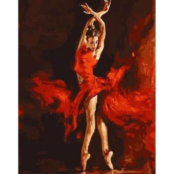 Peinture au numéro : Danseuse Rouge Magique - toile tendue sur châssis - Figured'Art