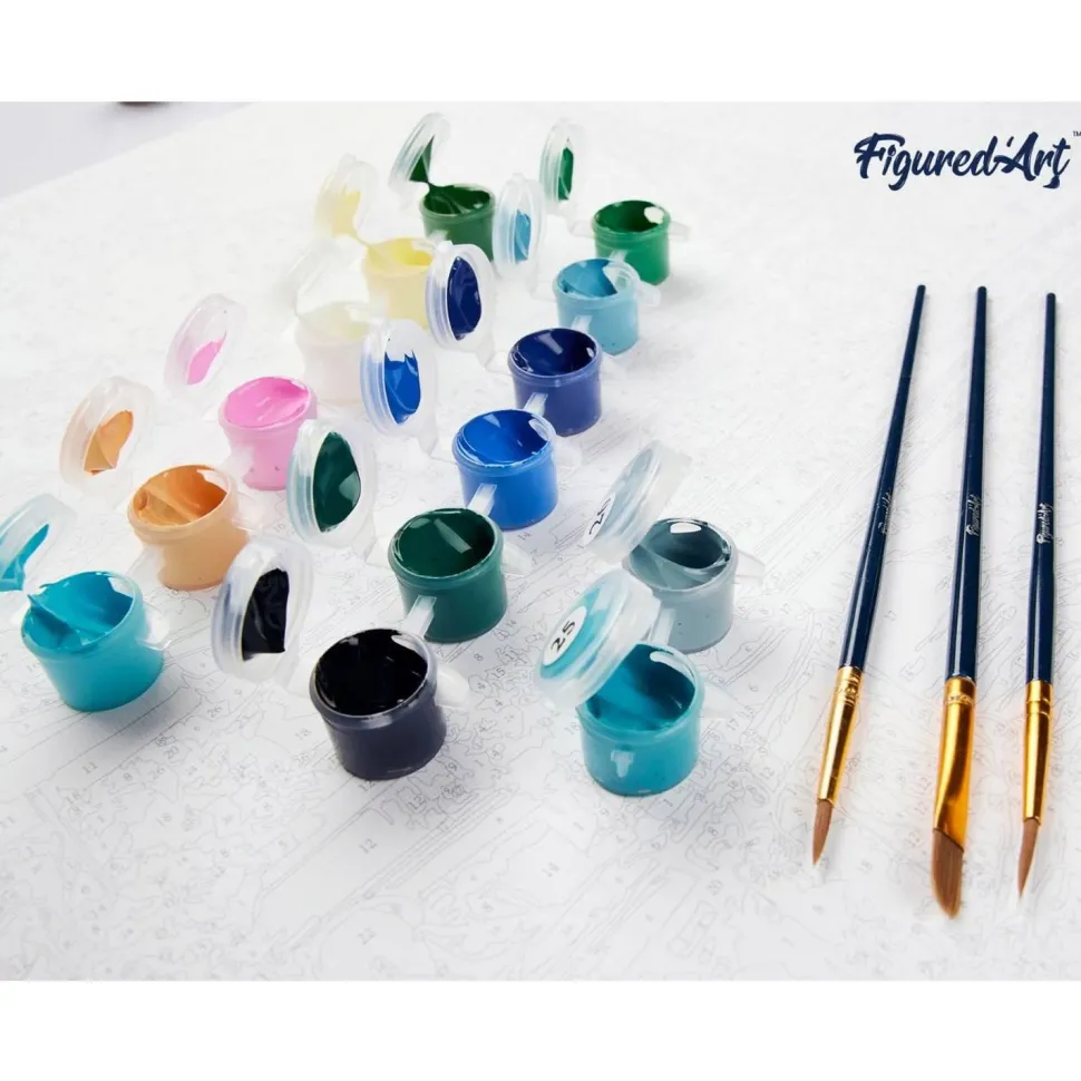 Peinture au numéro : Diner en bords de seine - toile tendue sur châssis - Figured'Art