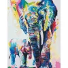 Peinture au numéro : Eléphants Aquarelle - toile tendue sur châssis - Figured'Art