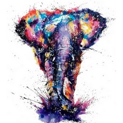 Peinture au numéro : Eléphant d'Asie en peinture - sans châssis en bois - Figured'Art