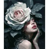 Peinture au numéro : Femme à la Rose - sans châssis en bois - Figured'Art