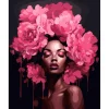 Peinture au numéro : Femme aux cheveux de pivoines - toile tendue sur châssis - Figured'Art