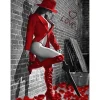 Peinture au numéro : Femme sexy en Bottes de cuir rouge - sans châssis en bois - Figured'Art