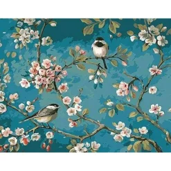 Peinture au numéro : Fleurs et oiseaux 2 - toile tendue sur châssis - Figured'Art
