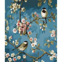 Peinture au numéro : Fleurs et Oiseaux - toile tendue sur châssis - Figured'Art