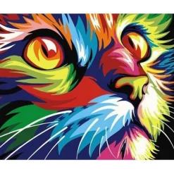 Peinture au numéro : Félin Pop Art - sans châssis en bois - Figured'Art