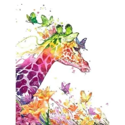 Peinture au numéro : Girafe Colorée Moderne - toile tendue sur châssis - Figured'Art